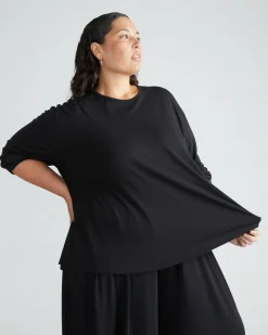 Pina Long Sleeve Lounge Tee Black