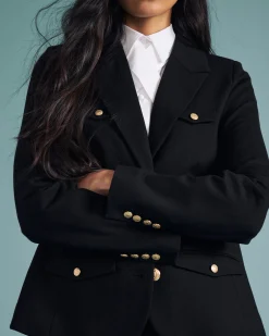 4 Pocket Ponte Blazer Black with Gold Buttons