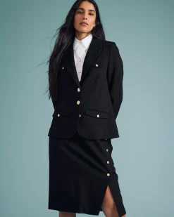 4 Pocket Ponte Blazer Black with Gold Buttons