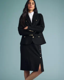 4 Pocket Ponte Blazer Black with Gold Buttons
