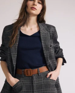 4 Pocket Ponte Blazer British Plaid