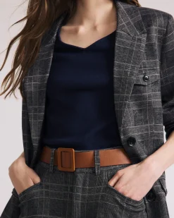 4 Pocket Ponte Blazer British Plaid