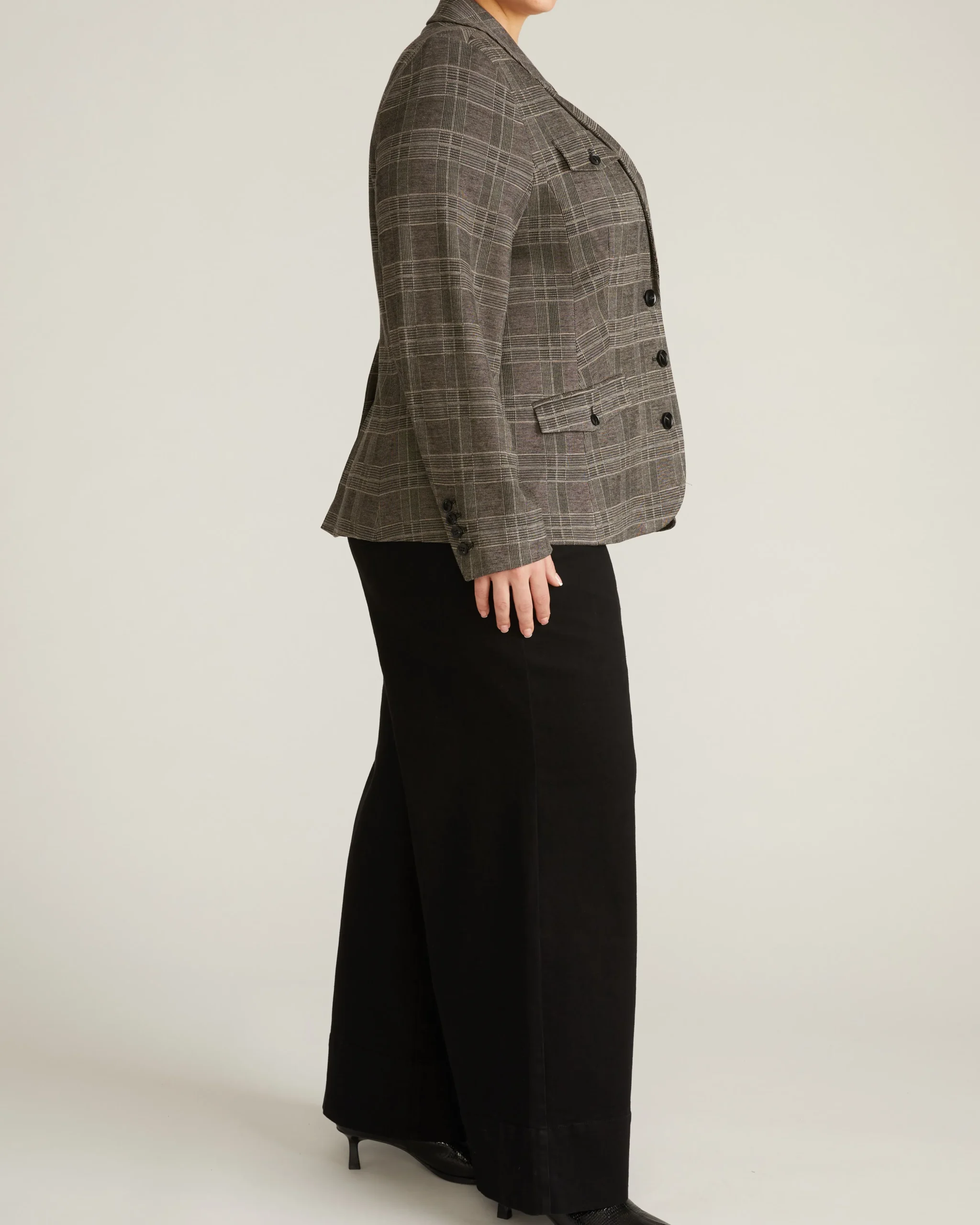 4 Pocket Ponte Blazer British Plaid