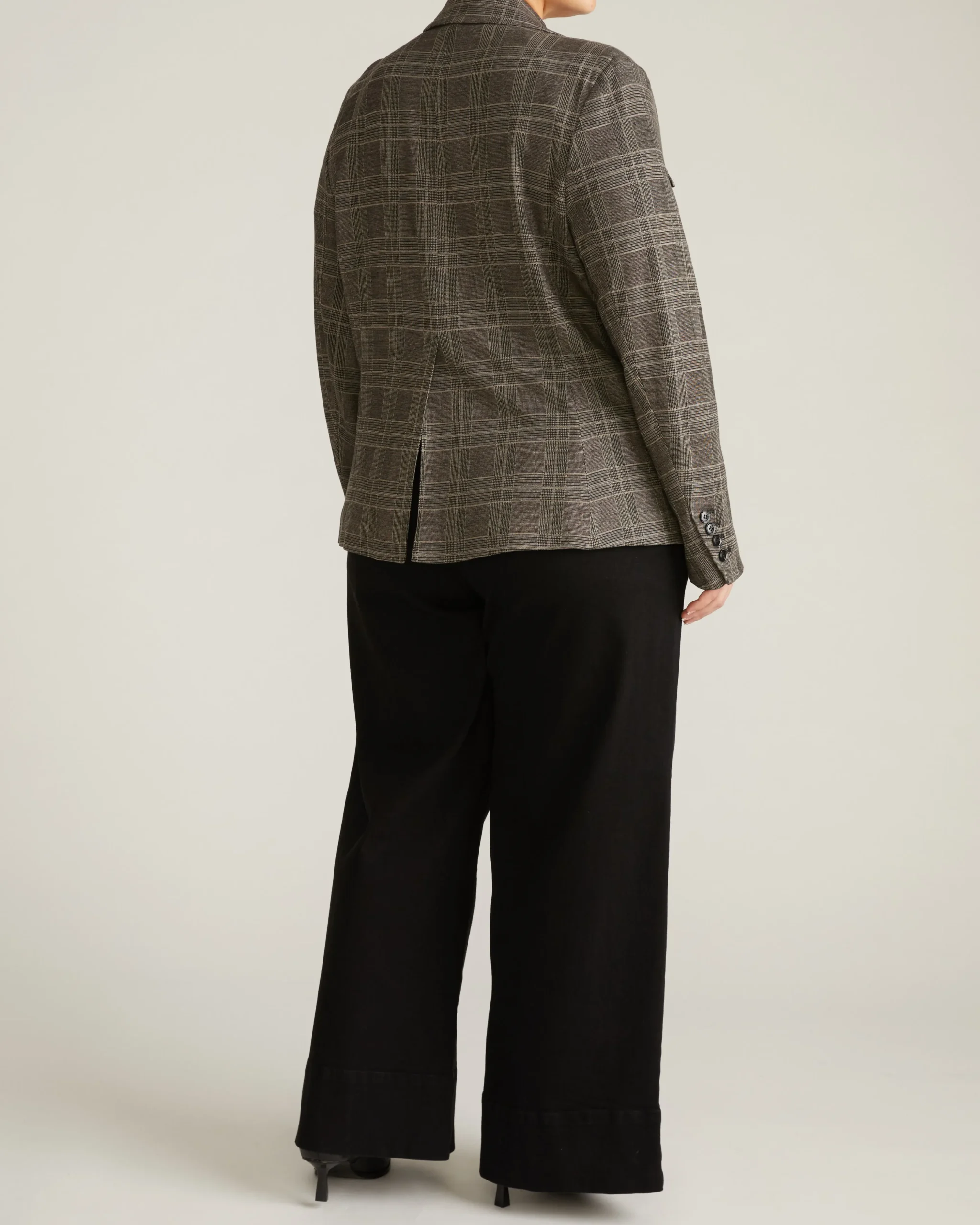 4 Pocket Ponte Blazer British Plaid