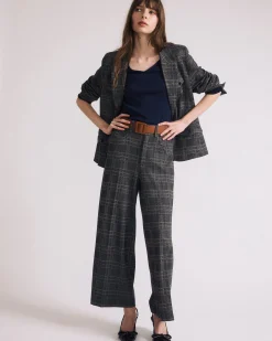4 Pocket Ponte Blazer British Plaid