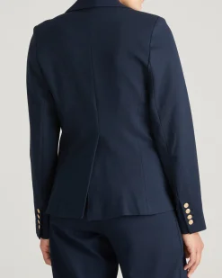 4 Pocket Ponte Blazer Navy with Gold Buttons