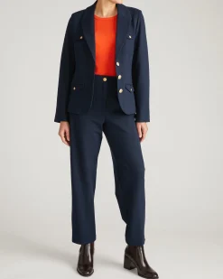 4 Pocket Ponte Blazer Navy with Gold Buttons