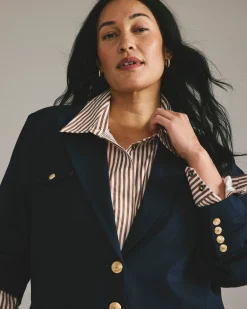 4 Pocket Ponte Blazer Navy with Gold Buttons