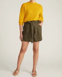 Positano Pointelle Mock Neck Sweater Goldenrod