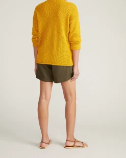 Positano Pointelle Mock Neck Sweater Goldenrod