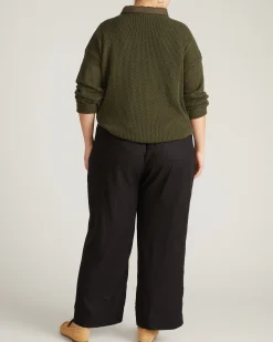 Positano Pointelle Mock Neck Sweater Camo