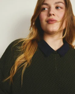 Positano Pointelle Mock Neck Sweater Camo