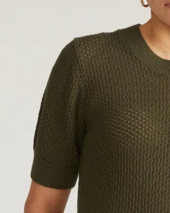 Positano Pointelle Mock Neck Sweater Camo