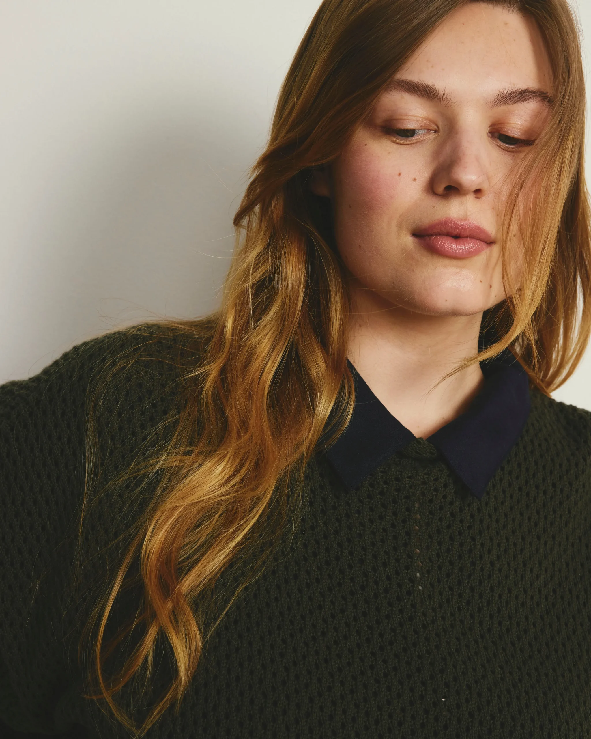 Positano Pointelle Mock Neck Sweater Camo