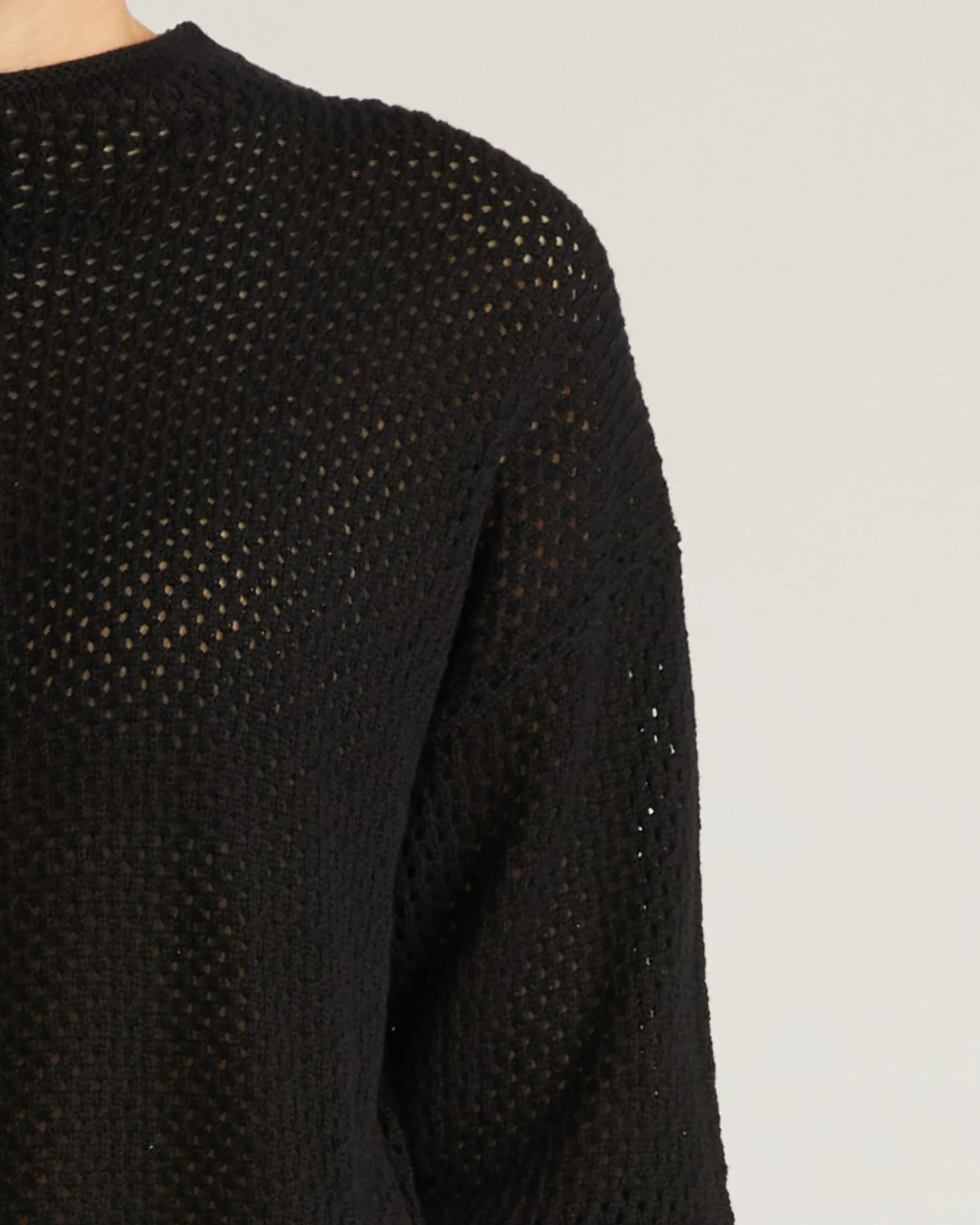 Positano Pointelle Mock Neck Sweater Black