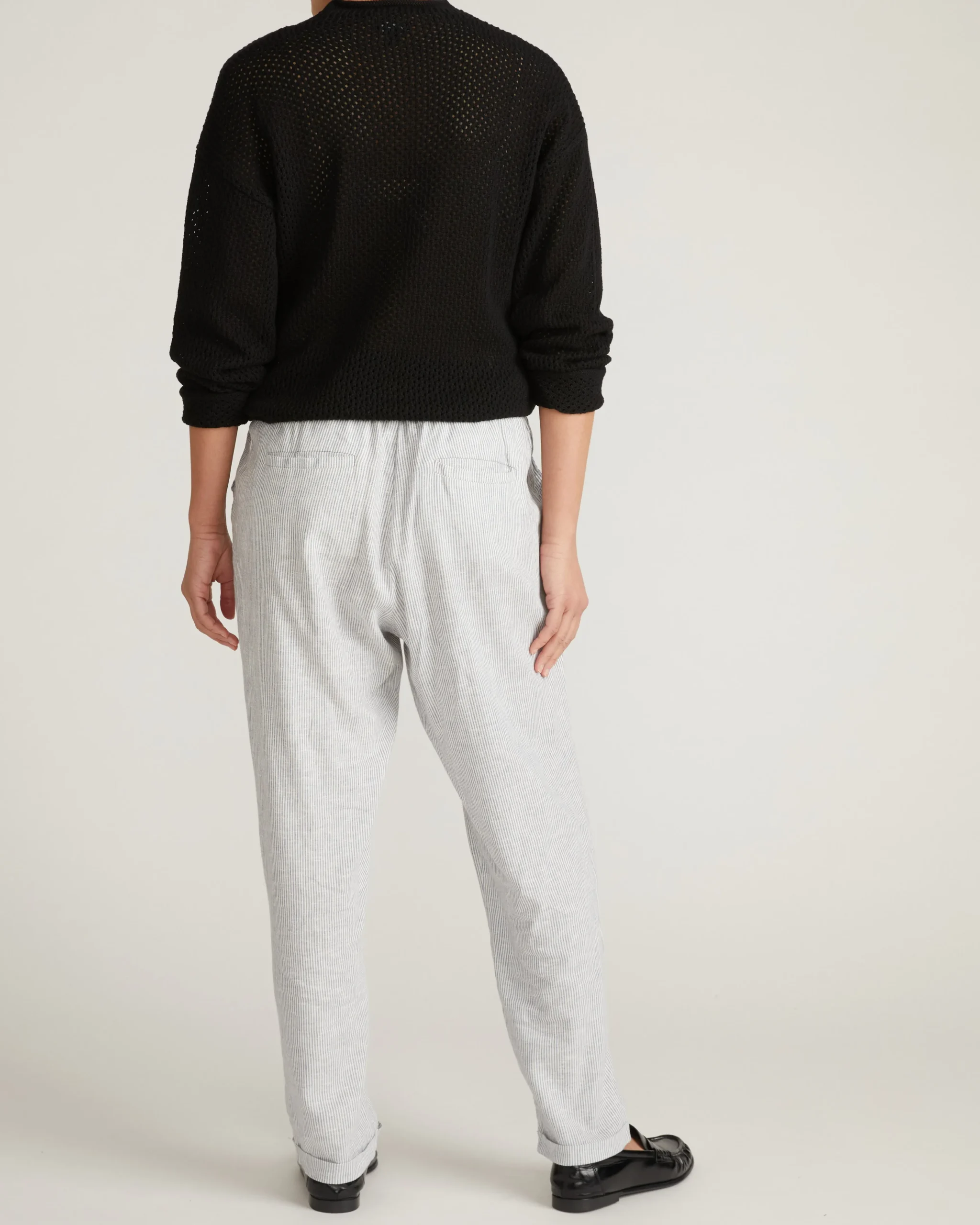Positano Pointelle Mock Neck Sweater Black