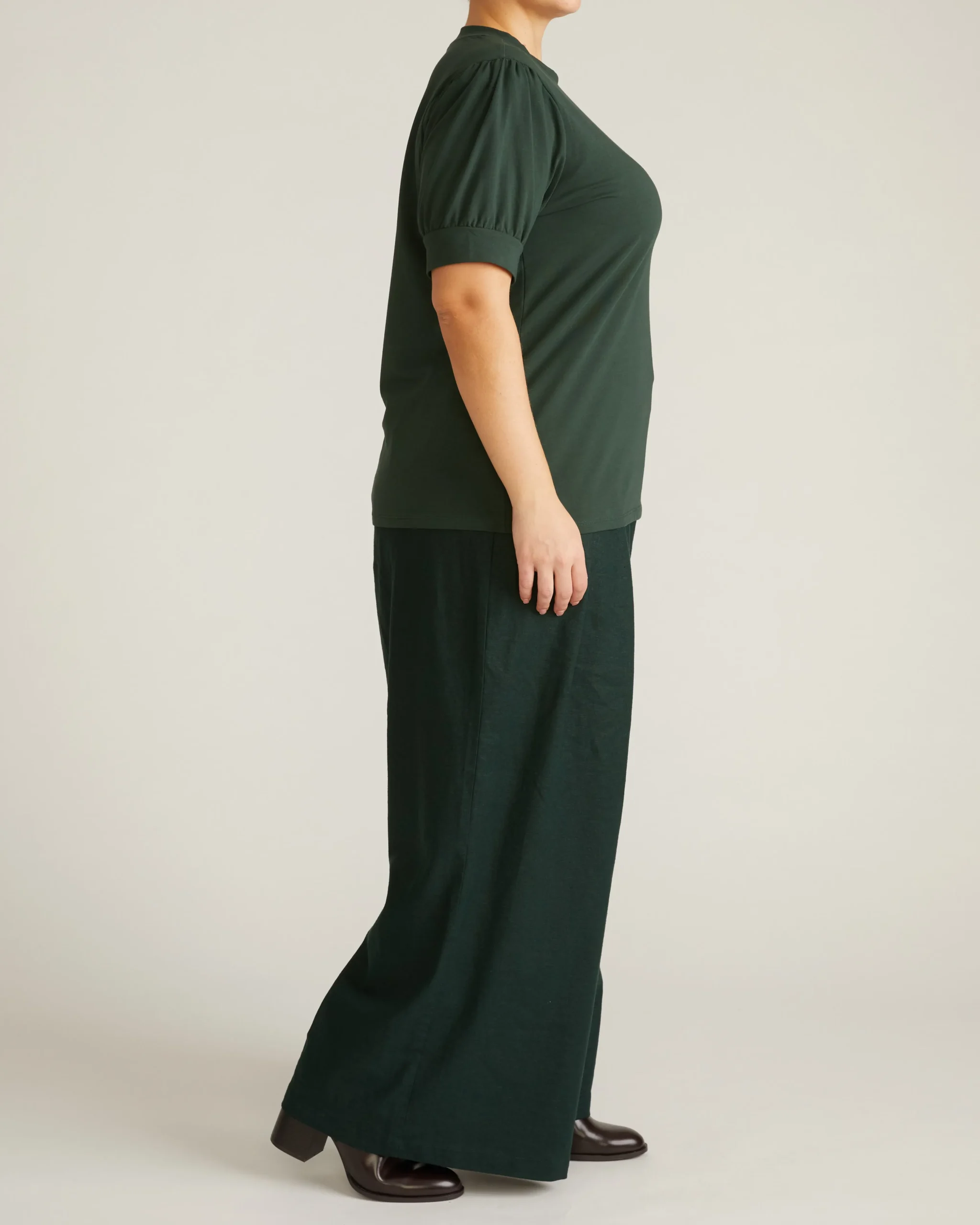 Pouf Sleeve Tee Forest Green