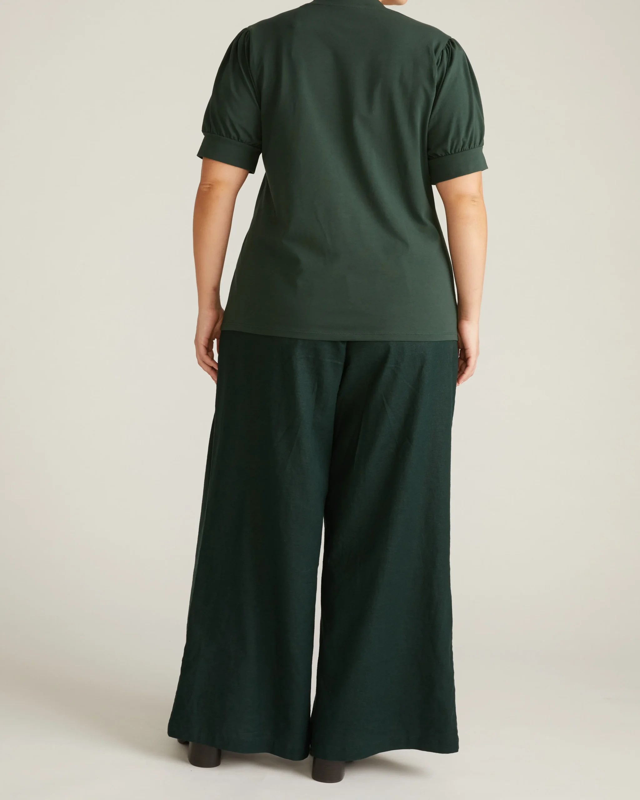 Pouf Sleeve Tee Forest Green