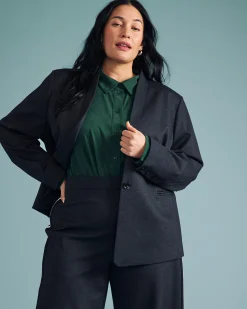 PowerPonte Denim Collarless Blazer Charcoal