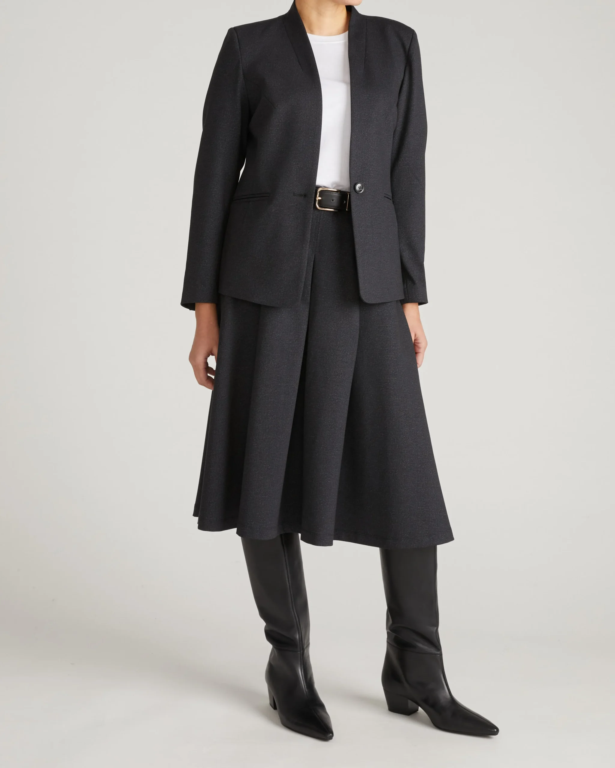 PowerPonte Denim Collarless Blazer Charcoal