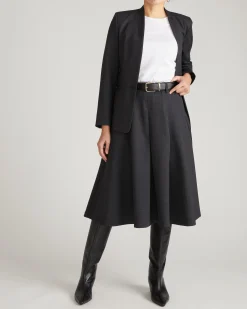 PowerPonte Denim Pleated Skirt Charcoal