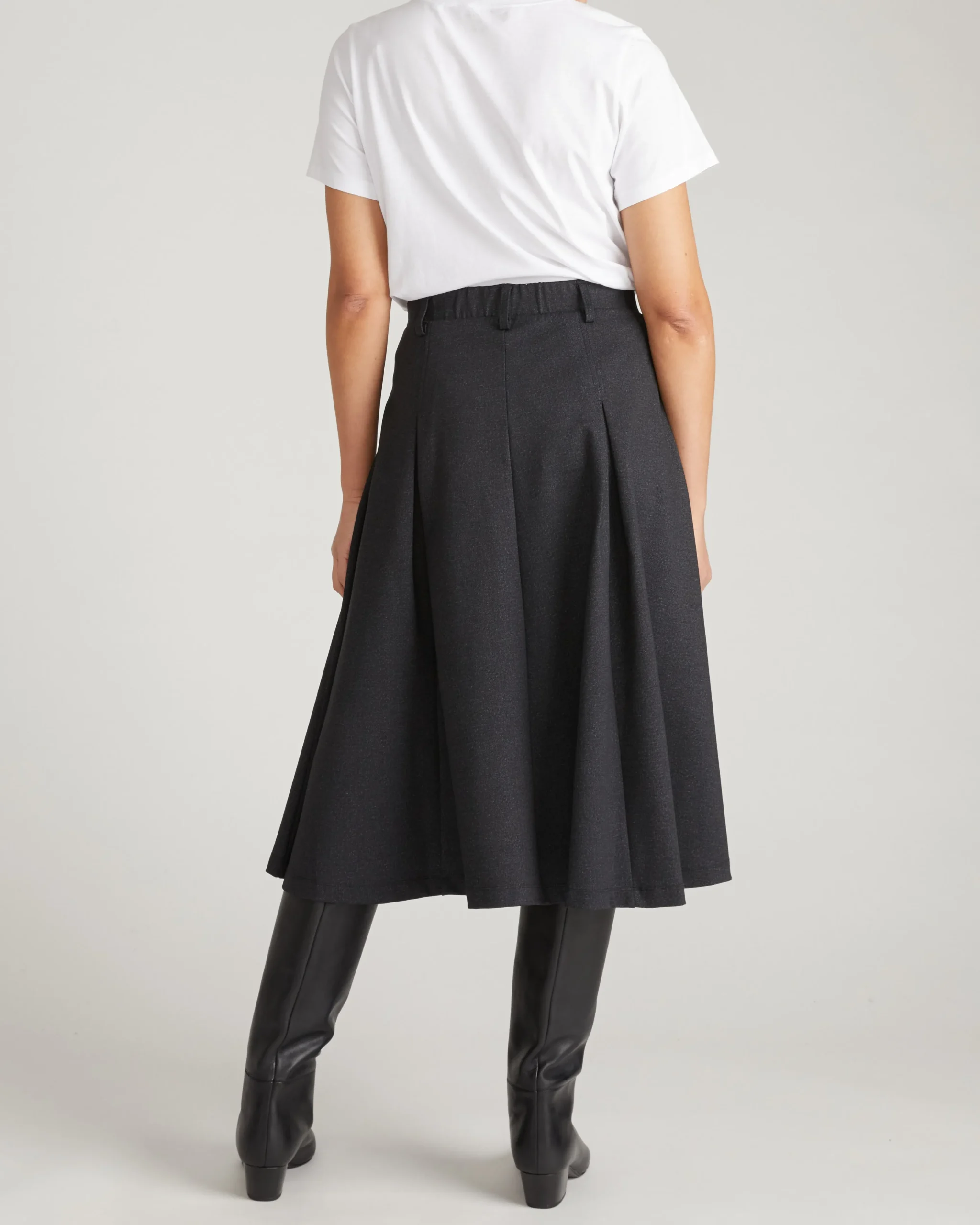 PowerPonte Denim Pleated Skirt Charcoal