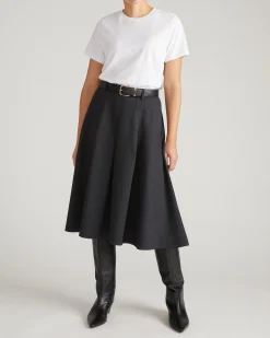 PowerPonte Denim Pleated Skirt Charcoal