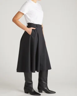 PowerPonte Denim Pleated Skirt Charcoal
