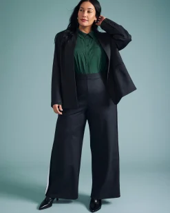 PowerPonte Denim Stephanie Pants Charcoal with Black/White Stripe