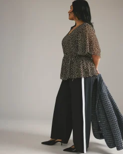PowerPonte Denim Stephanie Pants Charcoal with Black/White Stripe