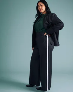 PowerPonte Denim Stephanie Pants Charcoal with Black/White Stripe
