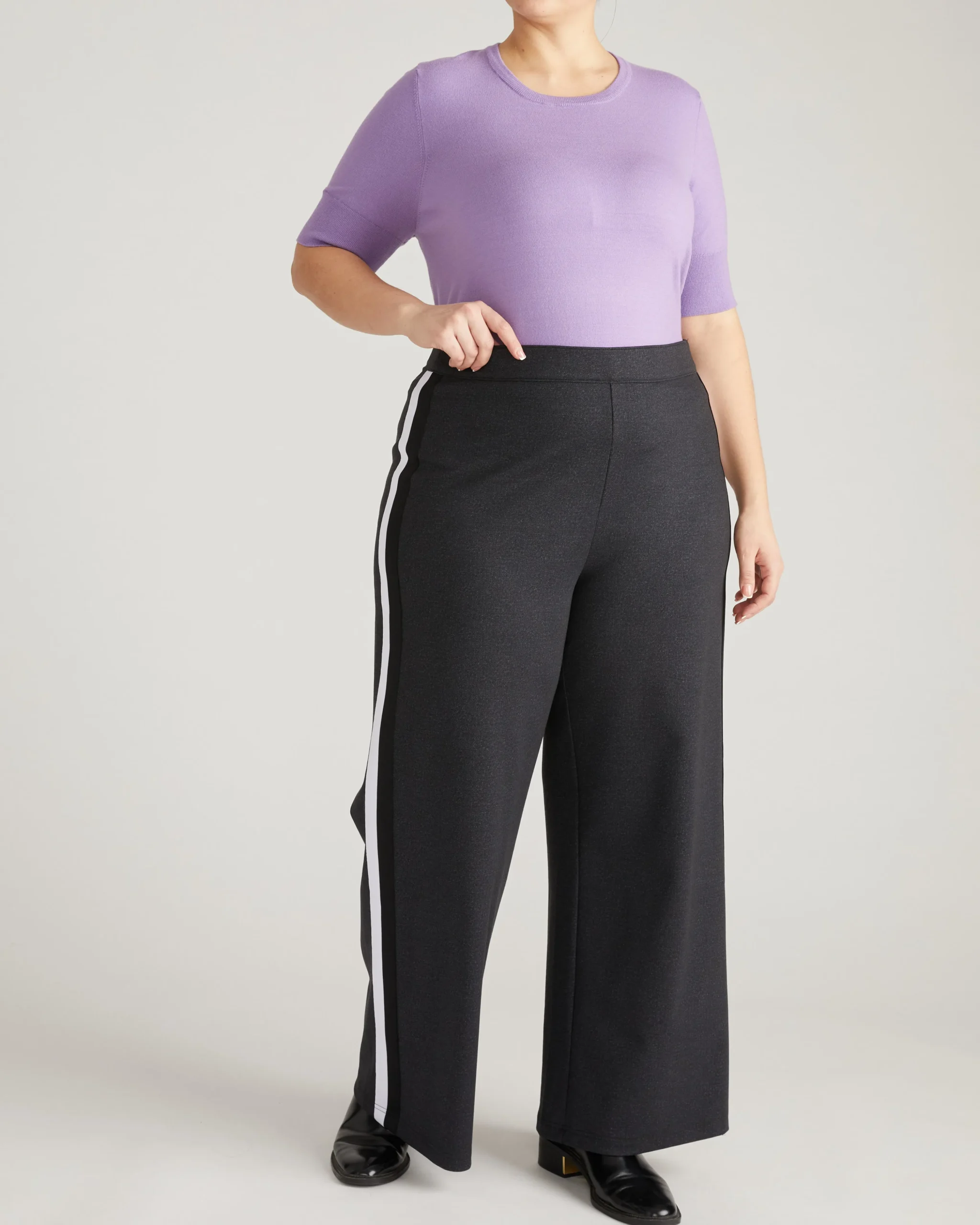 PowerPonte Denim Stephanie Pants Charcoal with Black/White Stripe