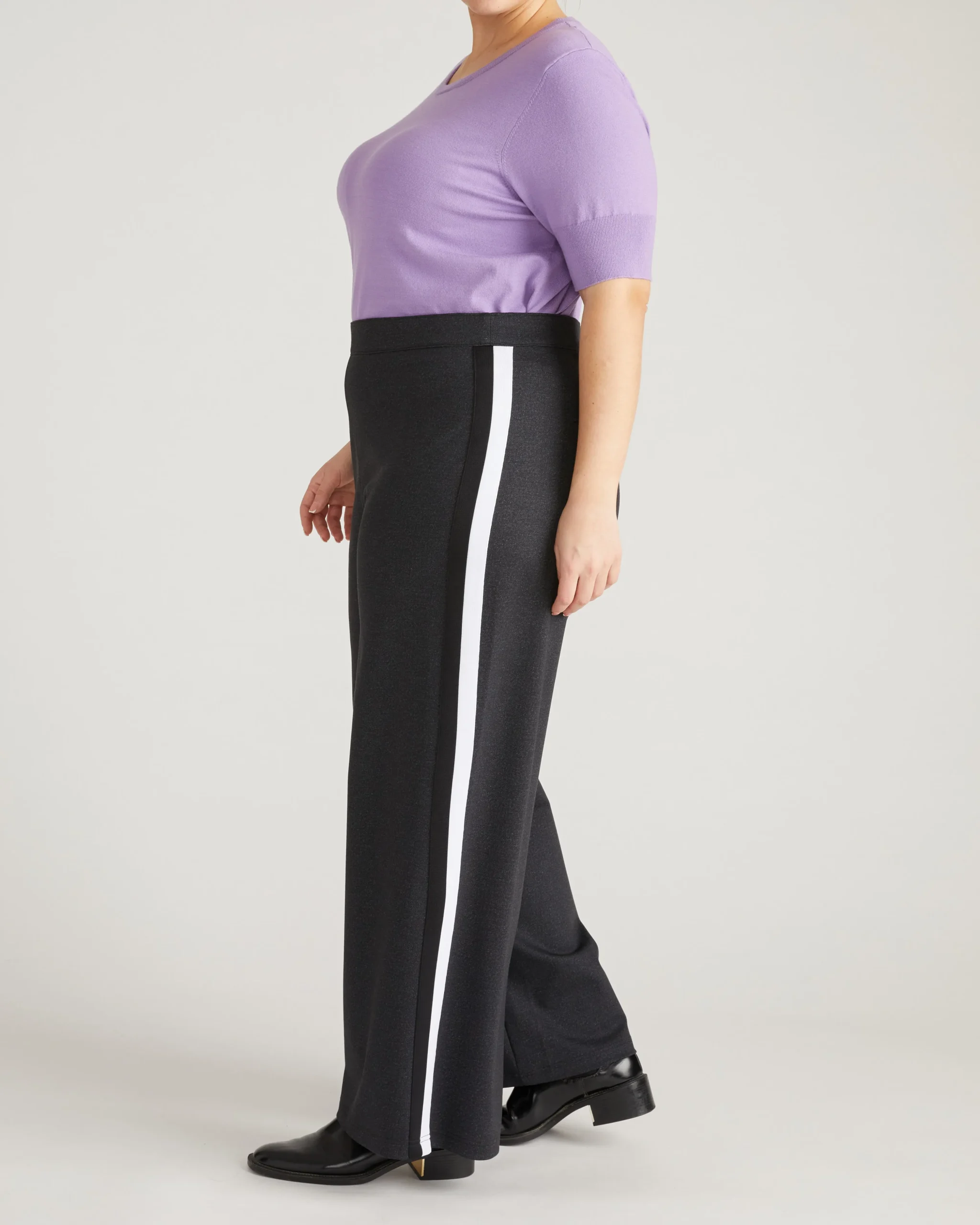 PowerPonte Denim Stephanie Pants Charcoal with Black/White Stripe