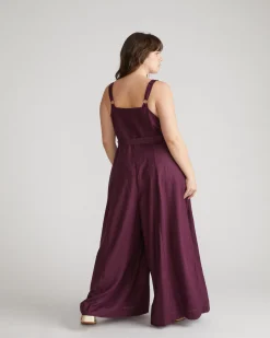 Promenade Linen Blend Jumpsuit Acai