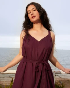 Promenade Linen Blend Jumpsuit Acai