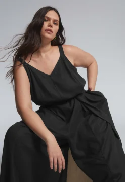 Promenade Linen Blend Jumpsuit Black