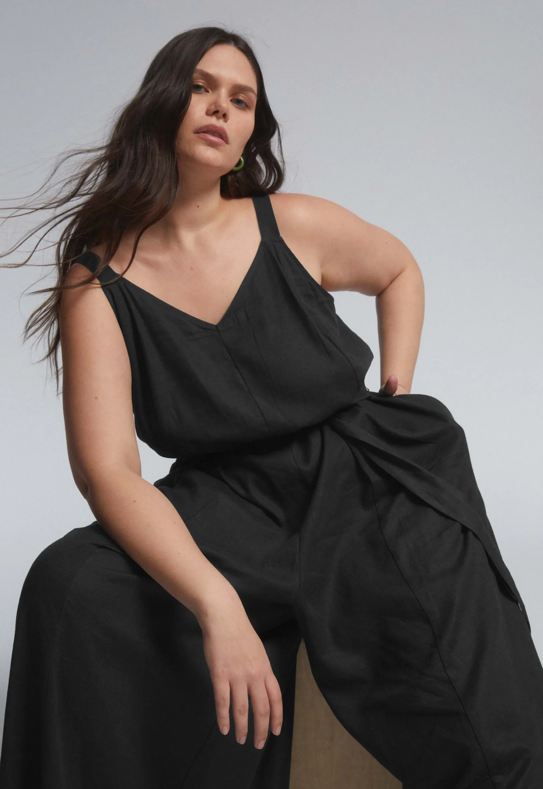 Promenade Linen Blend Jumpsuit Black