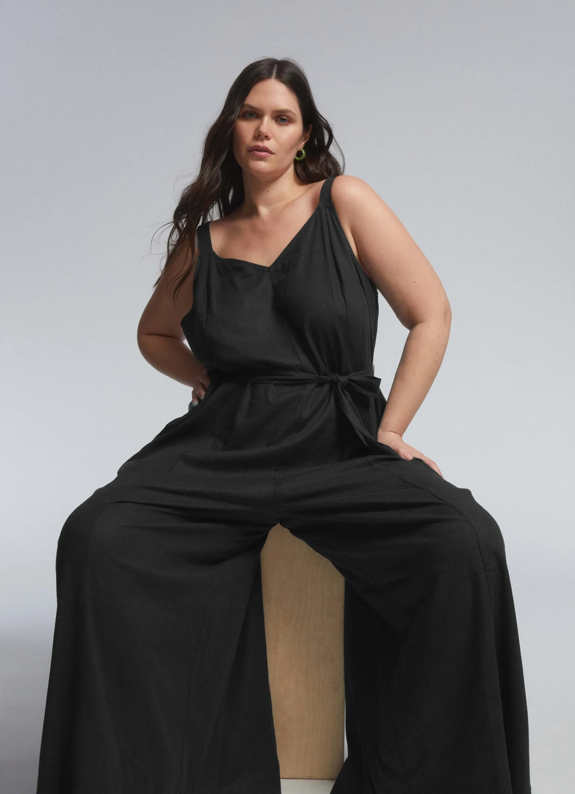Promenade Linen Blend Jumpsuit Black