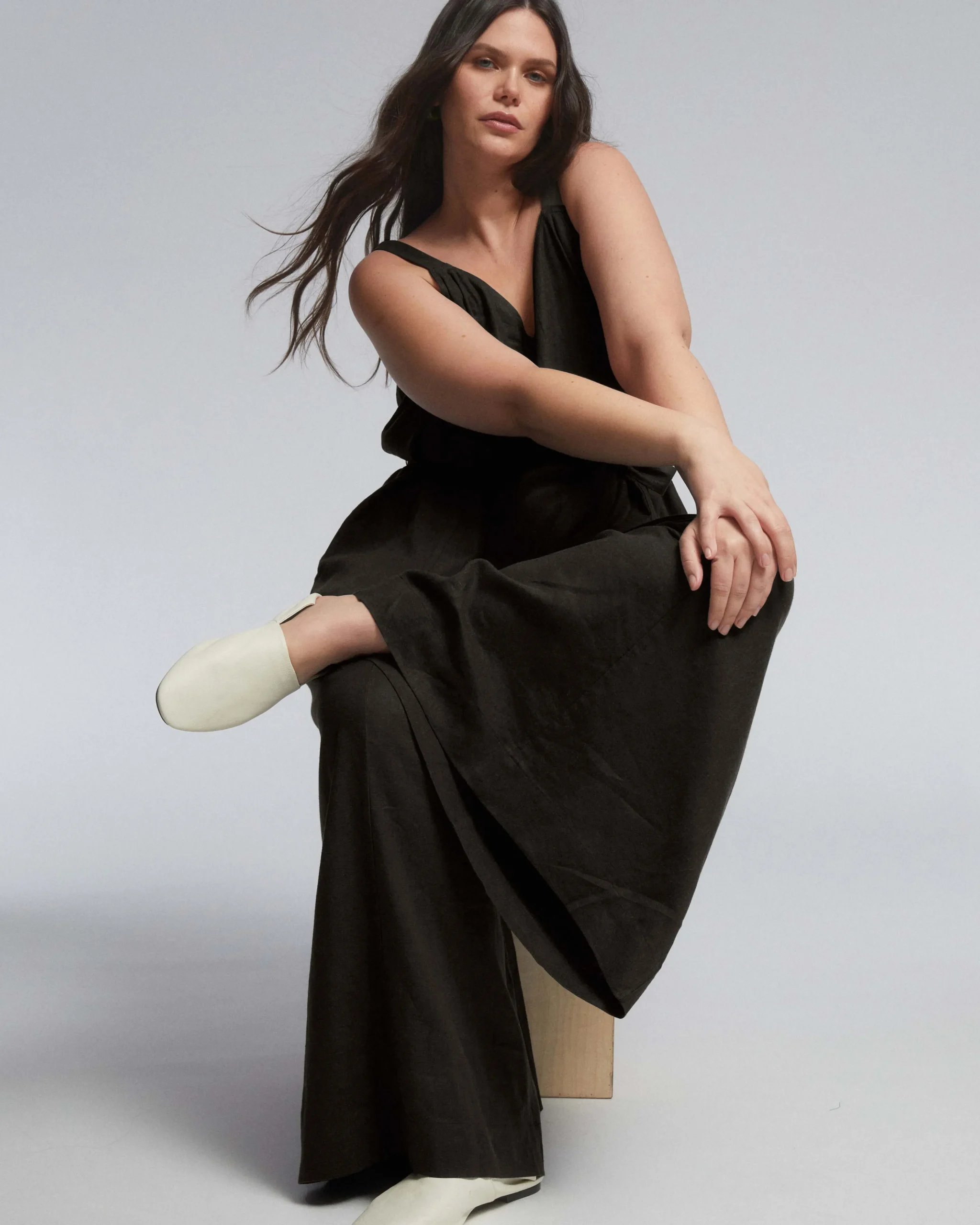 Promenade Linen Blend Jumpsuit Black