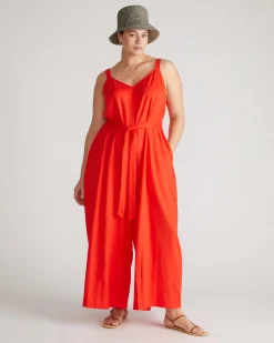 Promenade Linen Blend Jumpsuit Shoreline Sunset