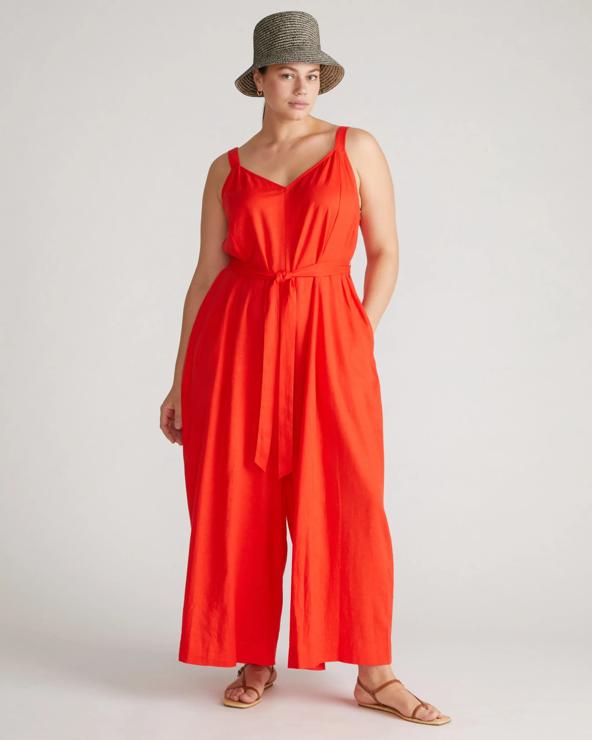 Promenade Linen Blend Jumpsuit Shoreline Sunset