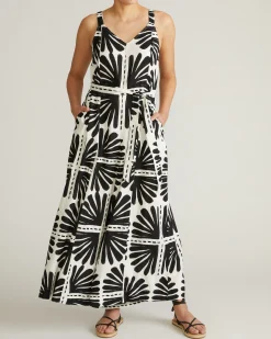 Promenade Linen Blend Jumpsuit Ink Bloom Print