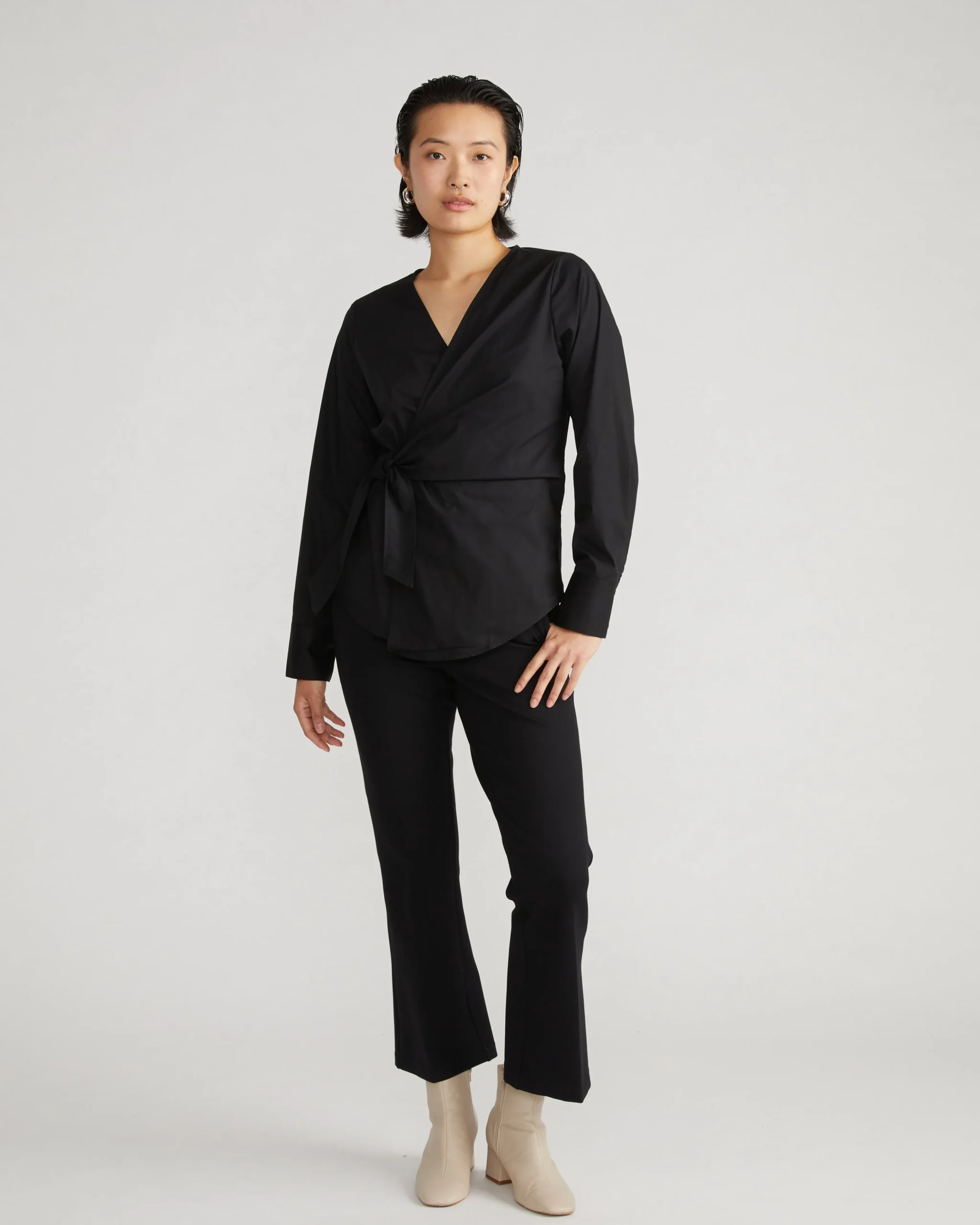 Pull On Bootcut Ponte Pants Black