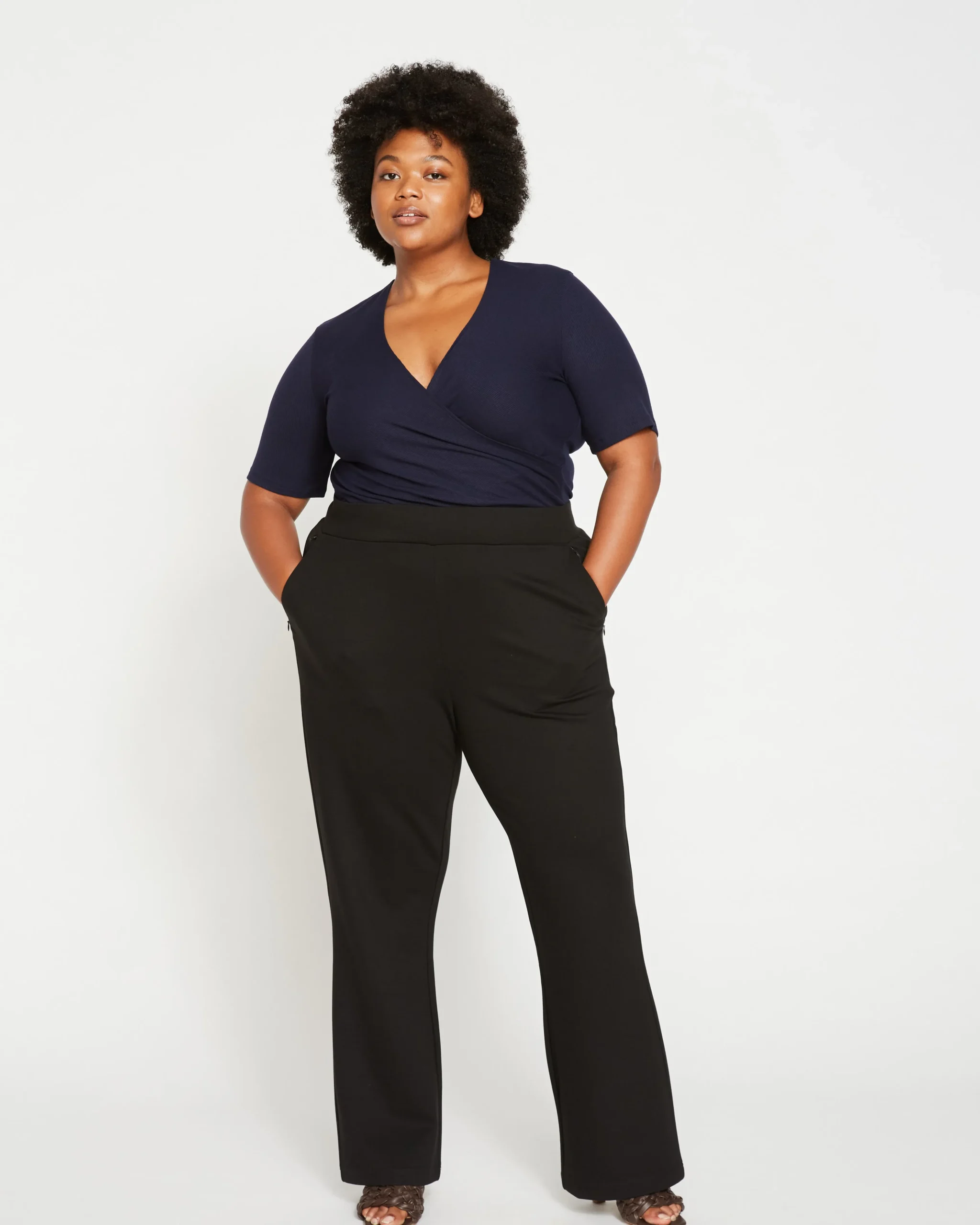 Pull On Bootcut Ponte Pants Black