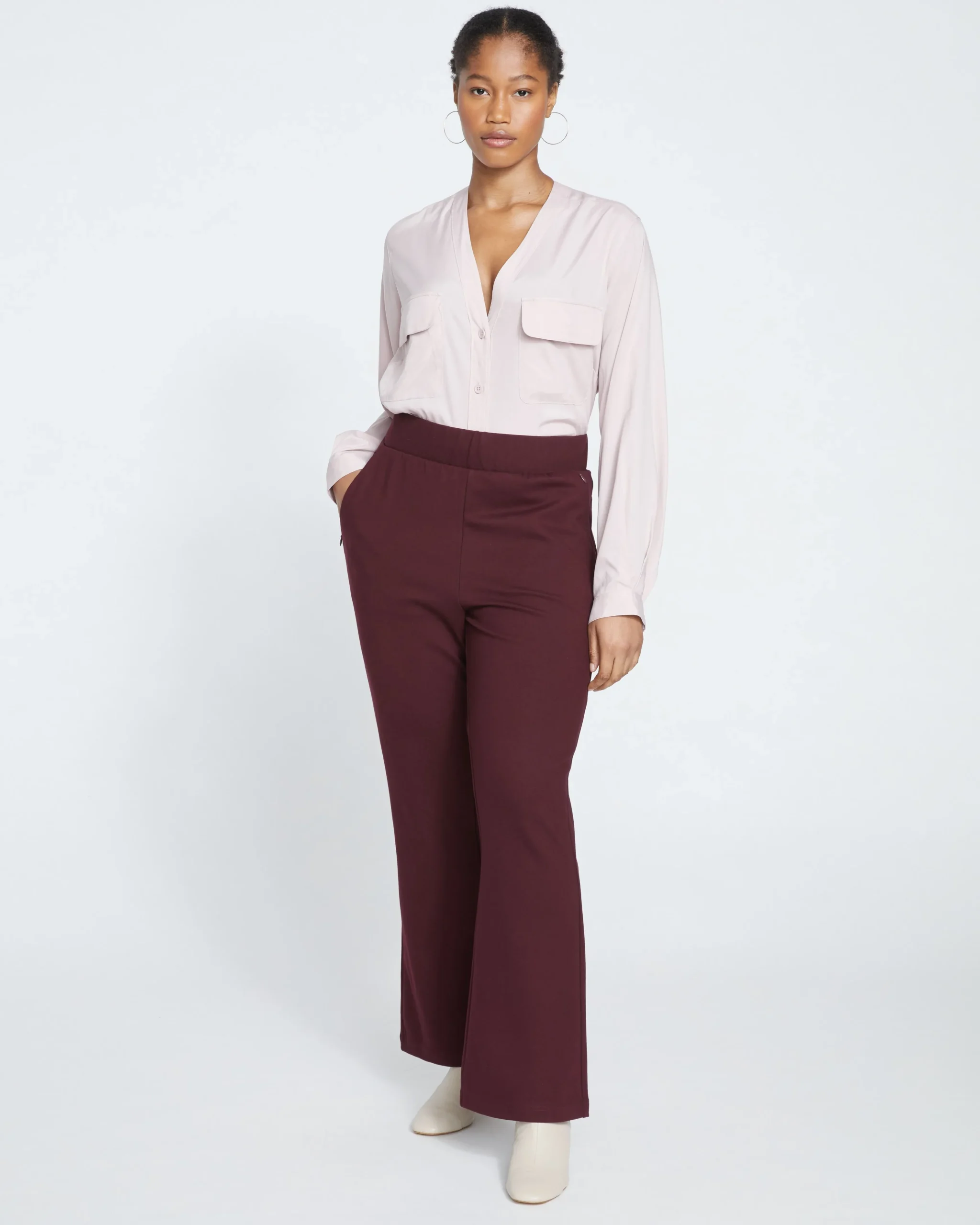 Pull On Bootcut Ponte Pants Black Cherry