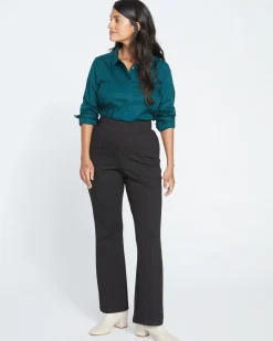 Pull On Bootcut Ponte Pants Slate Pinstripe