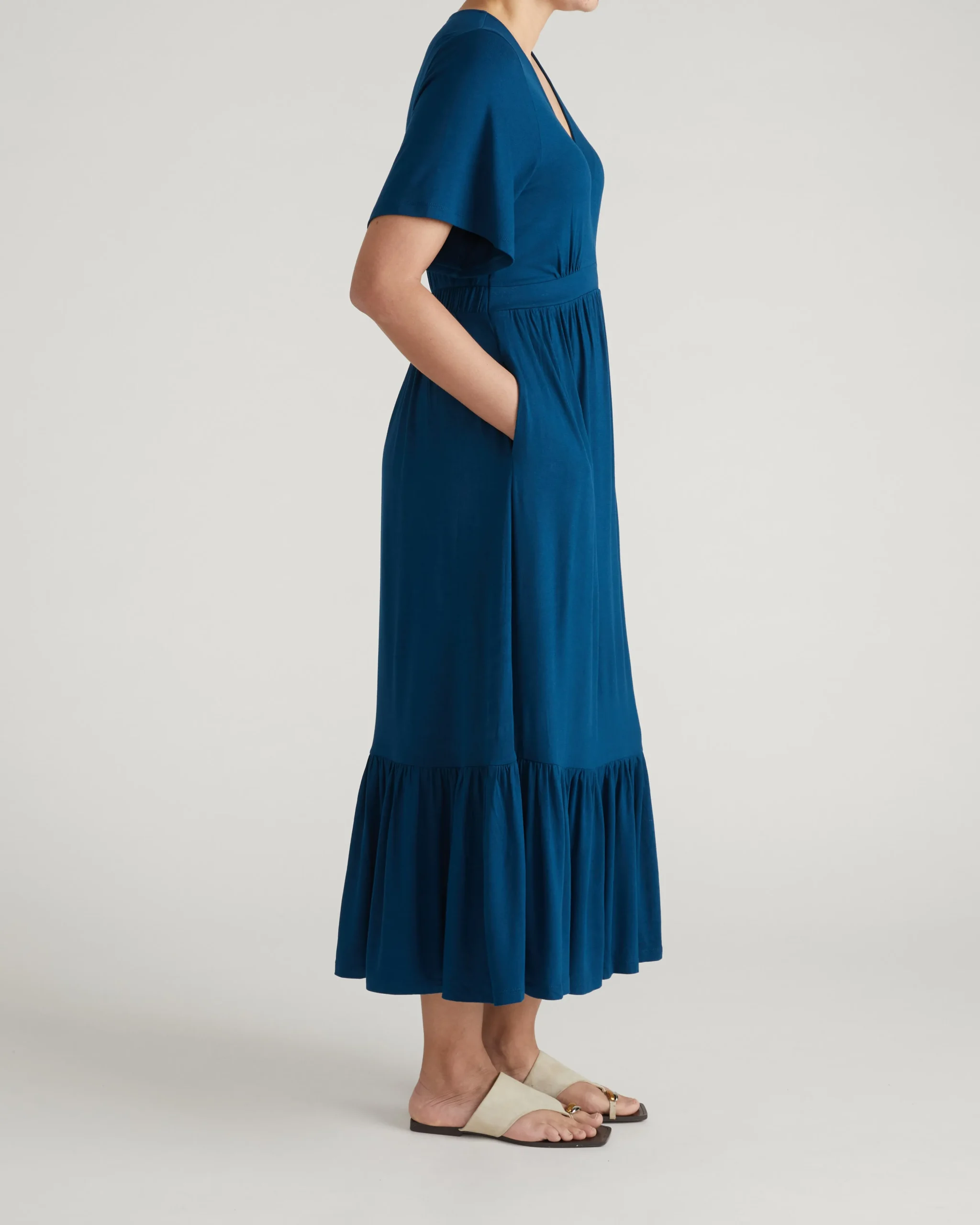 Ravello Liquid Jersey Dress Blue Teal