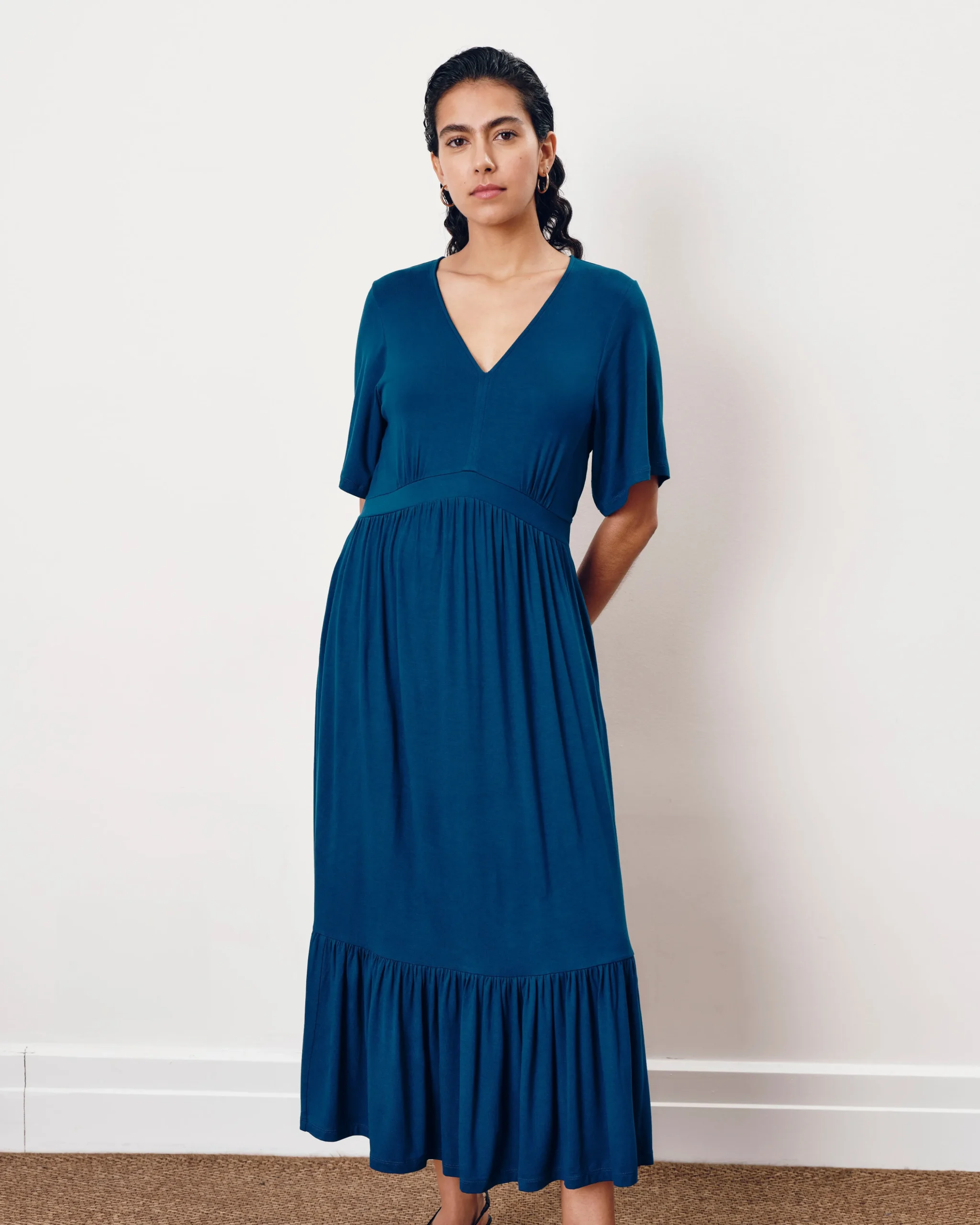 Ravello Liquid Jersey Dress Blue Teal