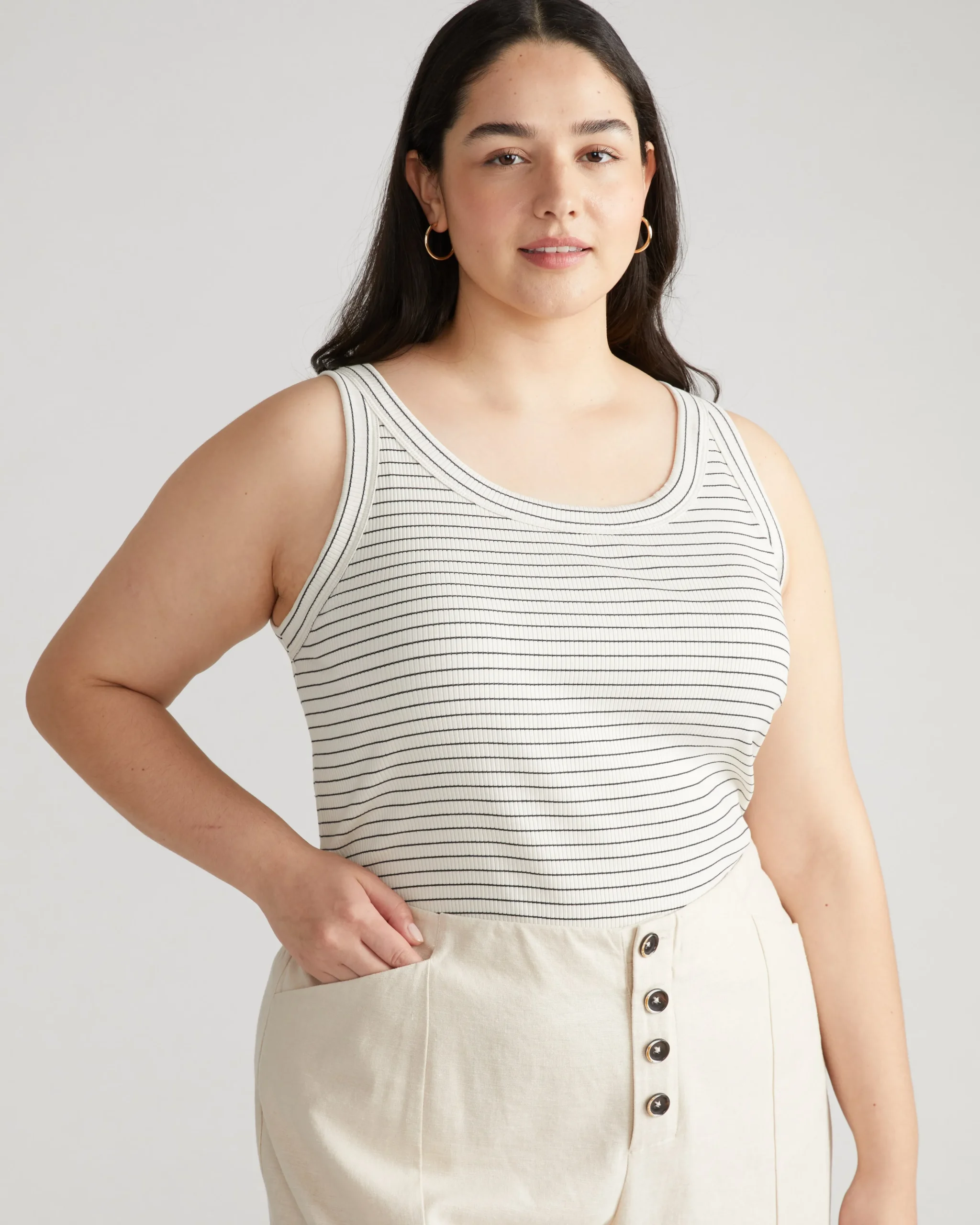 Roitfeld Ribbed Tank Black Microstripe