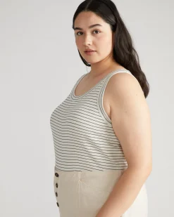 Roitfeld Ribbed Tank Black Microstripe